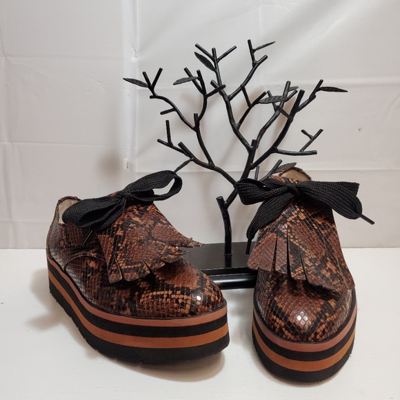 ZARA BASIC Womens Platform Animal Print Oxfords  - Picture 1 of 7